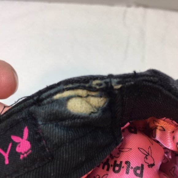 RARE Playboy Sequined Cap Hat Original  Black/Pink USED Vintage - Picture 16 of 16